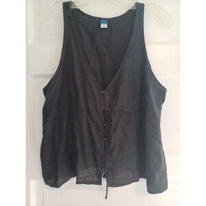 Old Navy fitted sleeveless linenblend tank L black lace-up corset blouse top